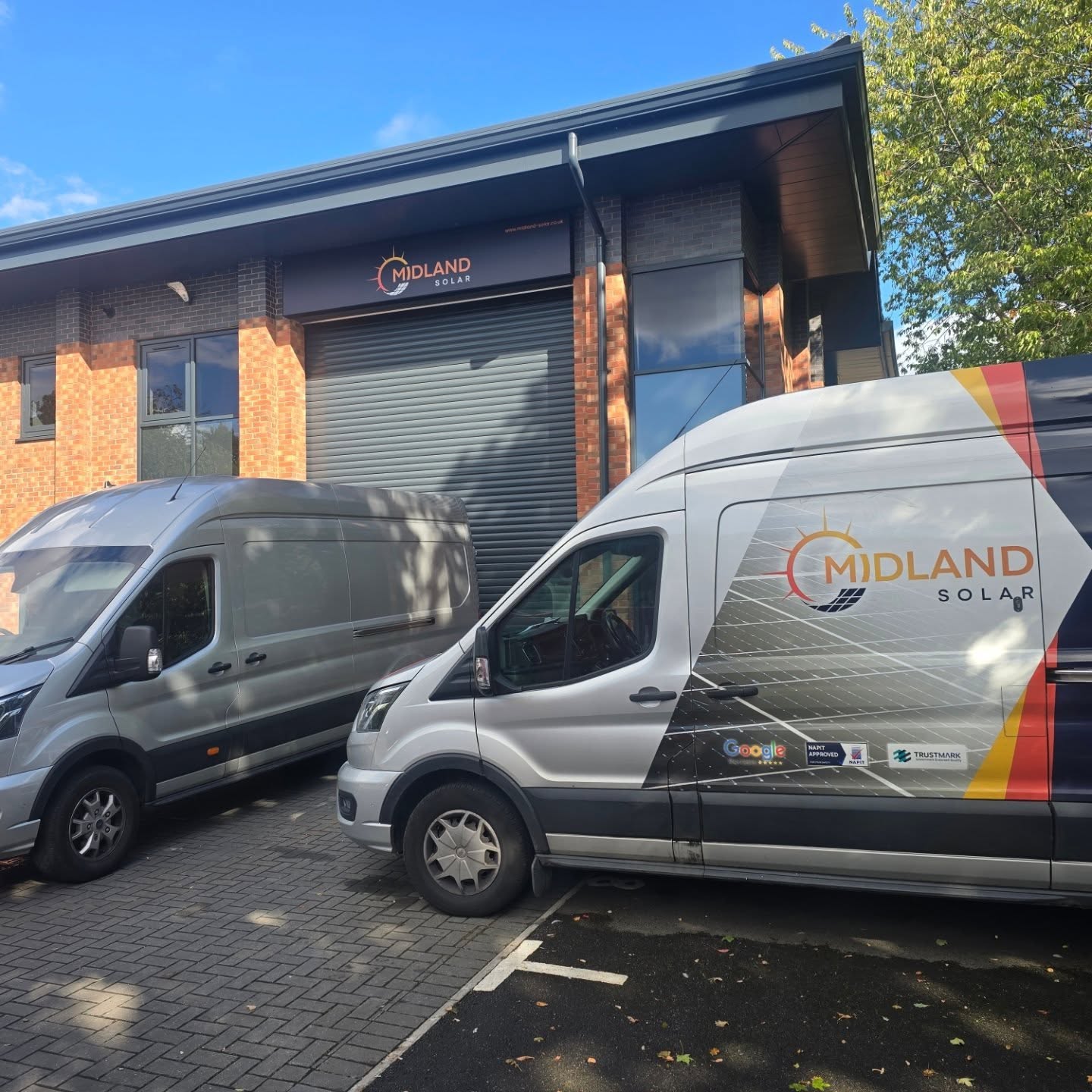Midland Solar installation with branded van